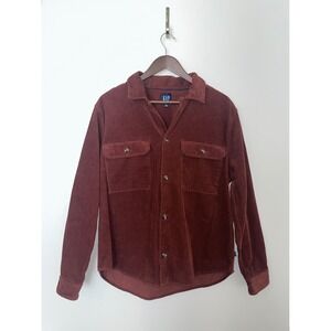 GAP Corduroy Button Front Shirt Shacket Brown Long Sleeve Women's Jacket | Med